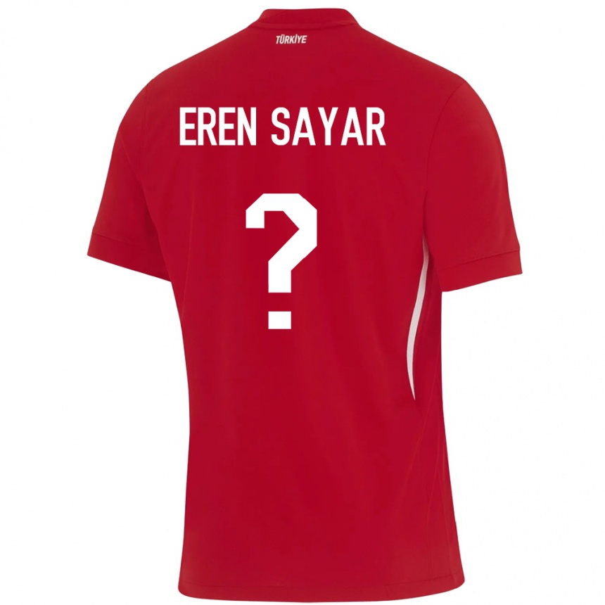 Men Football Turkey Emin Eren Sayar #0 Red Away Jersey 24-26 T-Shirt Canada