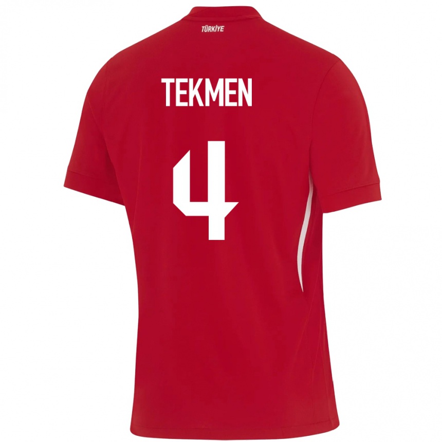 Men Football Turkey Ece Tekmen #4 Red Away Jersey 24-26 T-Shirt Canada