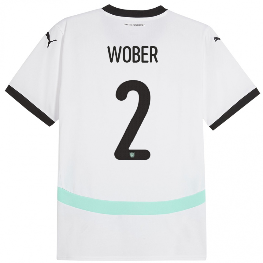 Men Football Austria Maximilian Wöber #2 White Away Jersey 24-26 T-Shirt Canada