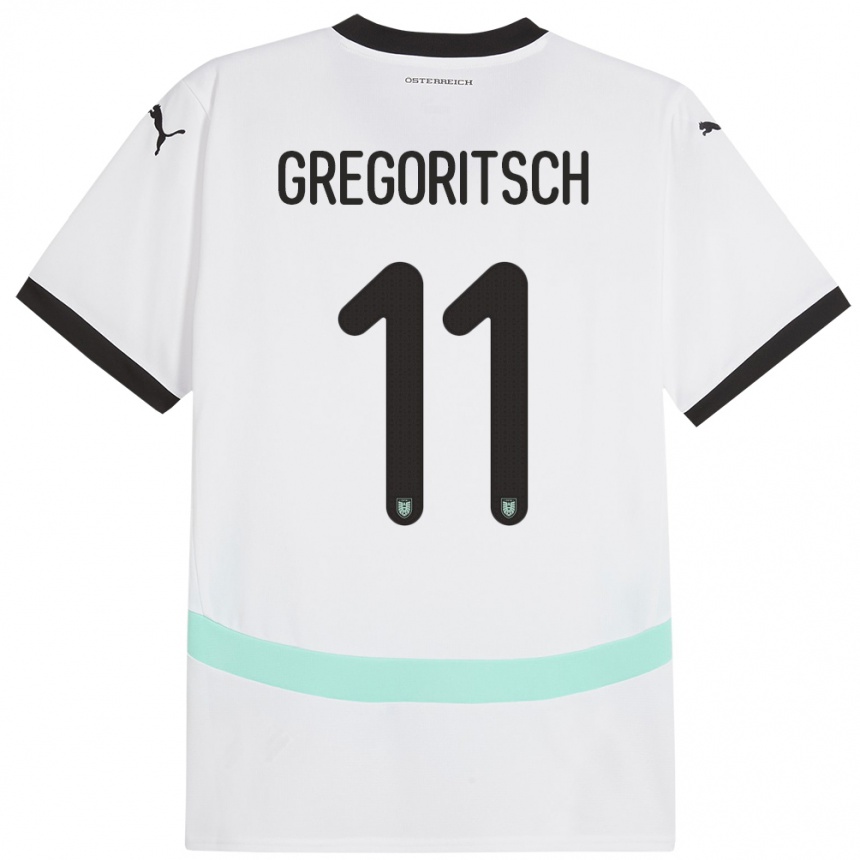 Men Football Austria Michael Gregoritsch #11 White Away Jersey 24-26 T-Shirt Canada