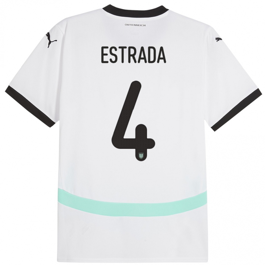 Men Football Austria Pascal Estrada #4 White Away Jersey 24-26 T-Shirt Canada