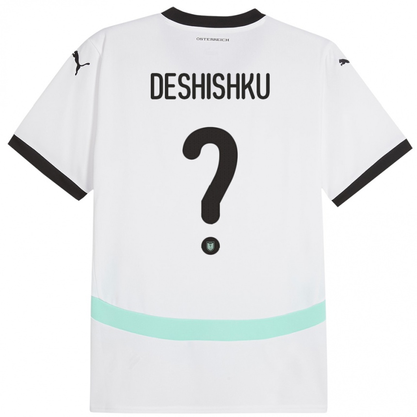 Men Football Austria Hasan Deshishku #0 White Away Jersey 24-26 T-Shirt Canada