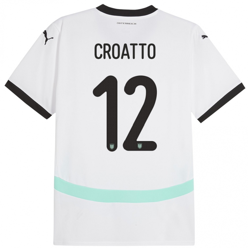 Men Football Austria Michela Croatto #12 White Away Jersey 24-26 T-Shirt Canada