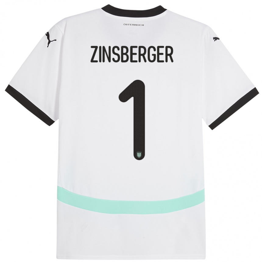 Men Football Austria Manuela Zinsberger #1 White Away Jersey 24-26 T-Shirt Canada