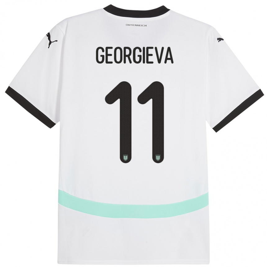 Men Football Austria Marina Georgieva #11 White Away Jersey 24-26 T-Shirt Canada