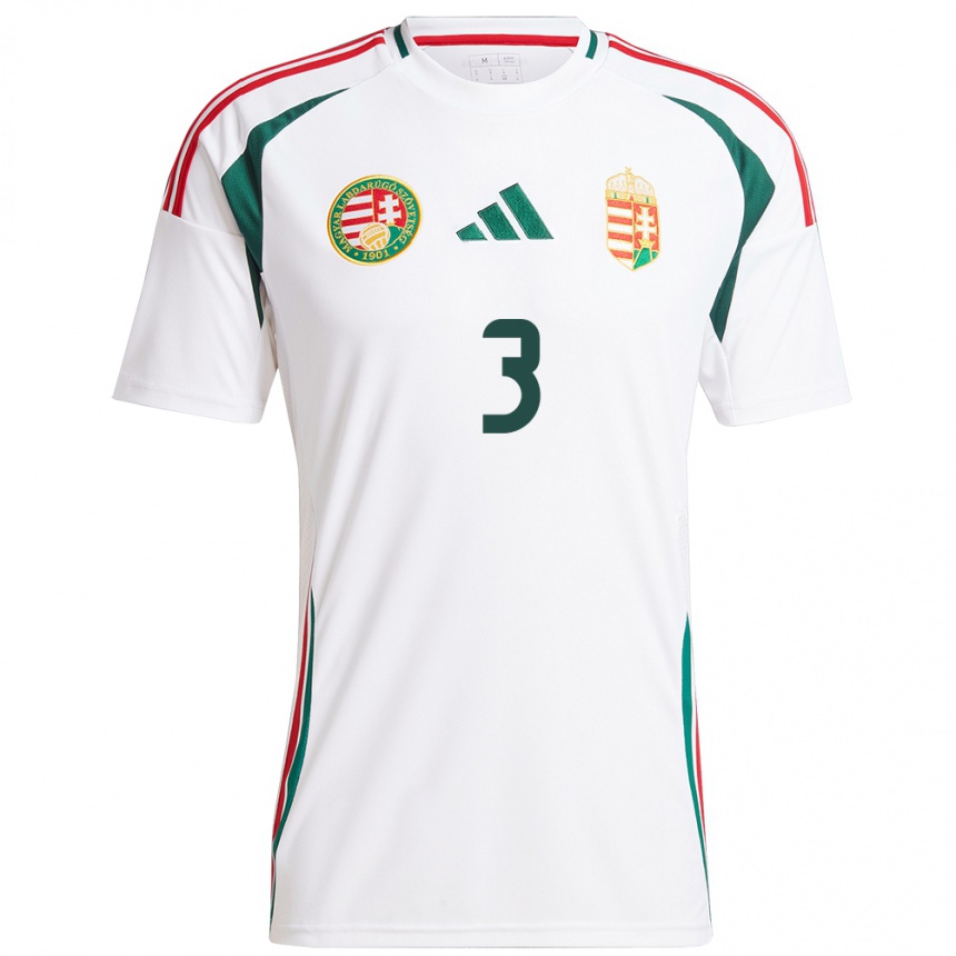 Men Football Hungary Attila Mocsi #3 White Away Jersey 24-26 T-Shirt Canada