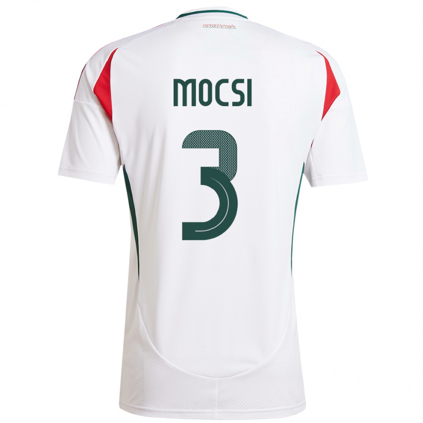 Men Football Hungary Attila Mocsi #3 White Away Jersey 24-26 T-Shirt Canada