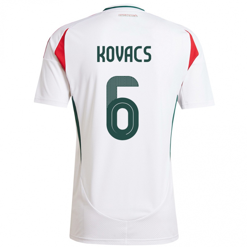 Men Football Hungary Noel Kovács #6 White Away Jersey 24-26 T-Shirt Canada