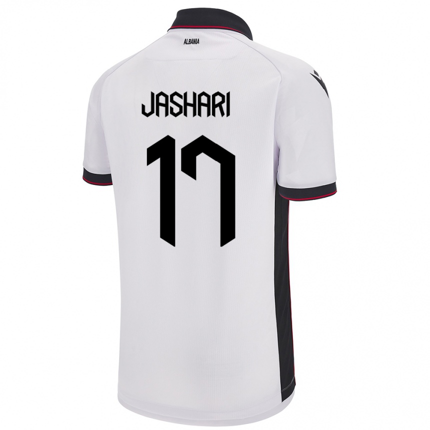 Men Football Albania Elion Jashari #17 White Away Jersey 24-26 T-Shirt Canada