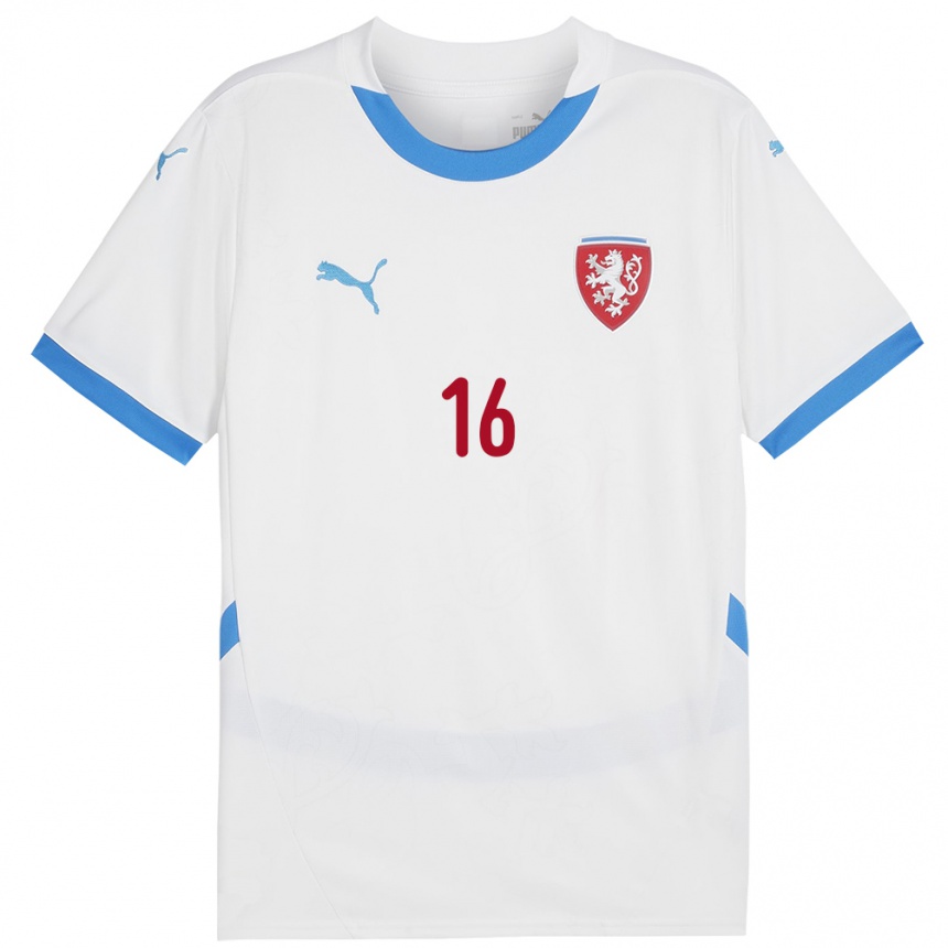 Men Football Czech Republic Jakub Masat #16 White Away Jersey 24-26 T-Shirt Canada