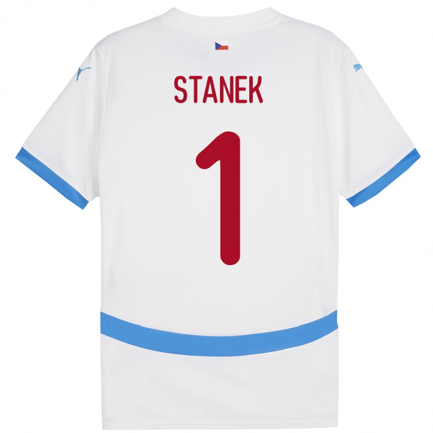 Men Football Czech Republic Jindrich Stanek #1 White Away Jersey 24-26 T-Shirt Canada