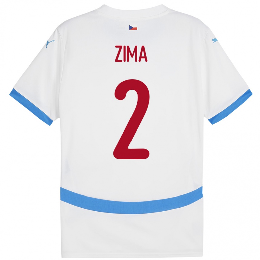 Men Football Czech Republic David Zima #2 White Away Jersey 24-26 T-Shirt Canada