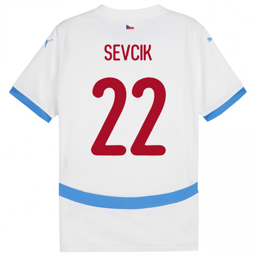 Men Football Czech Republic Michal Sevcik #22 White Away Jersey 24-26 T-Shirt Canada