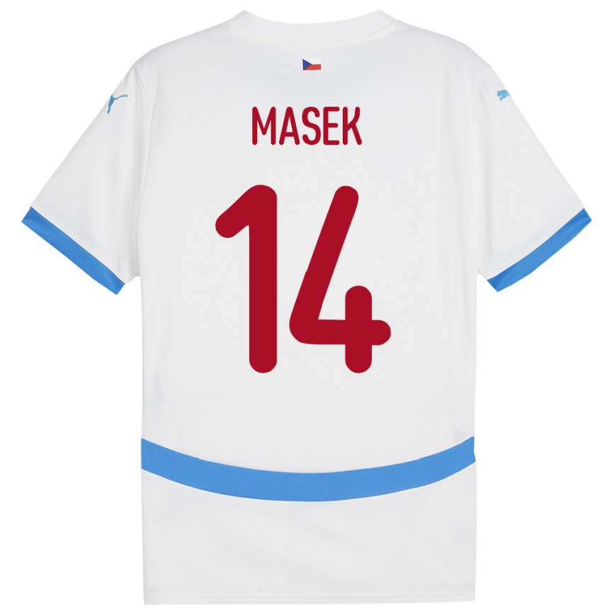 Men Football Czech Republic Lukas Masek #14 White Away Jersey 24-26 T-Shirt Canada