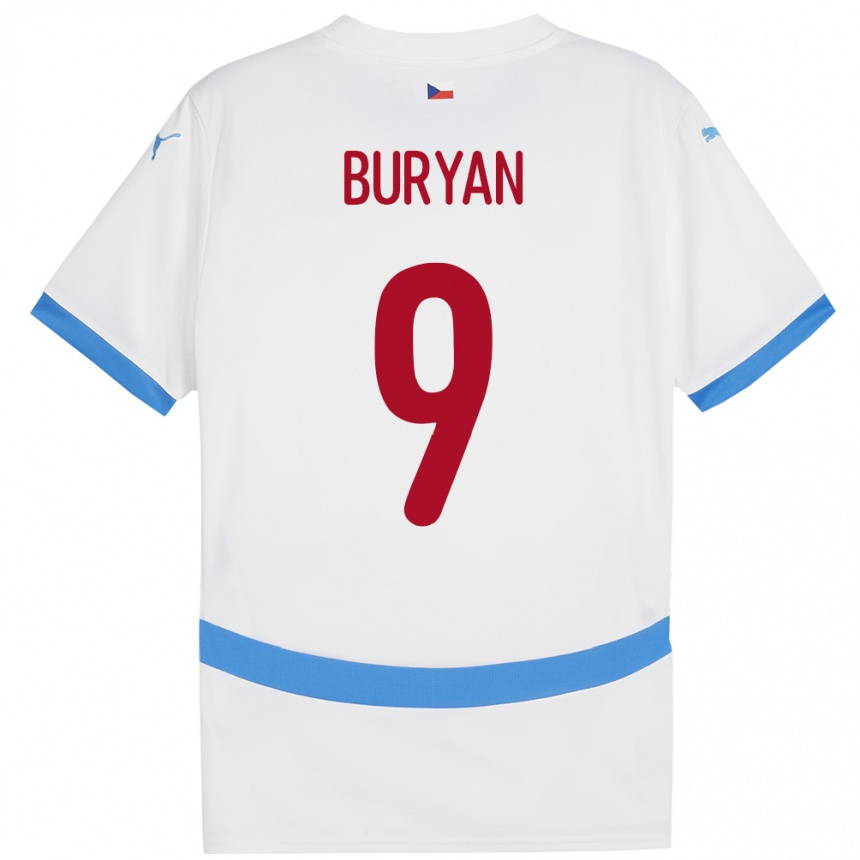 Men Football Czech Republic Jan Buryan #9 White Away Jersey 24-26 T-Shirt Canada