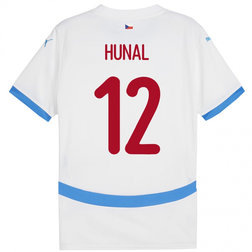 Men Football Czech Republic Eric Hunal #12 White Away Jersey 24-26 T-Shirt Canada