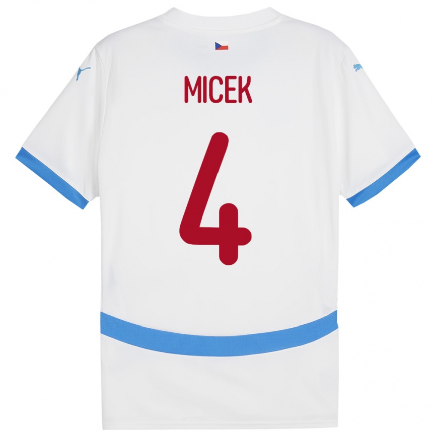 Men Football Czech Republic Jiri Micek #4 White Away Jersey 24-26 T-Shirt Canada