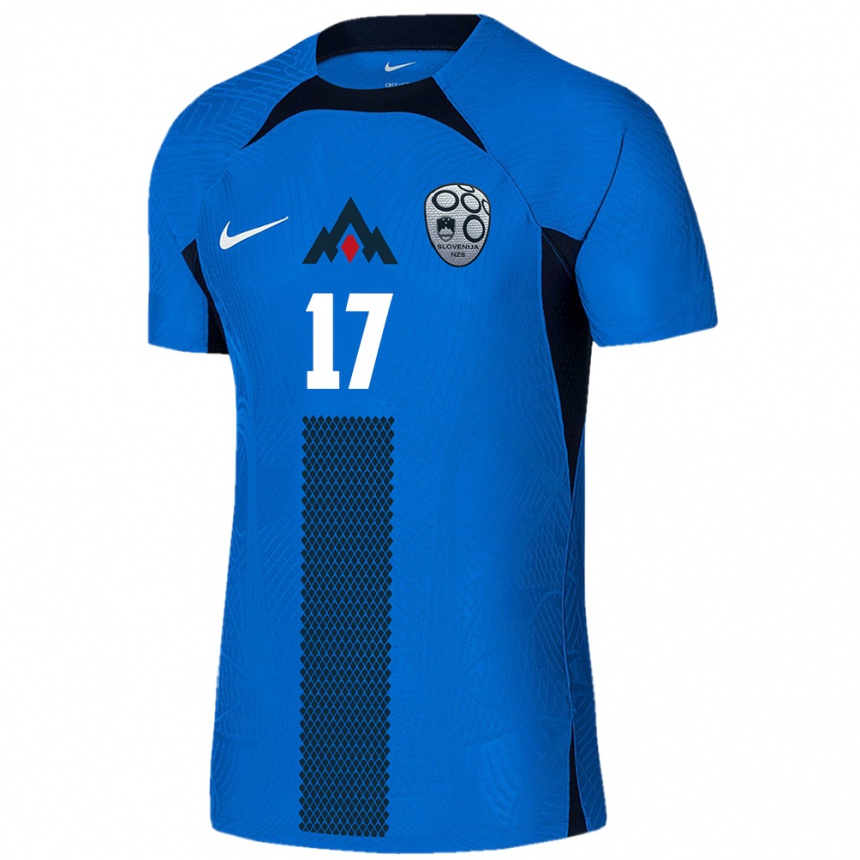 Men Football Slovenia Egon Ljubicic #17 Blue Away Jersey 24-26 T-Shirt Canada