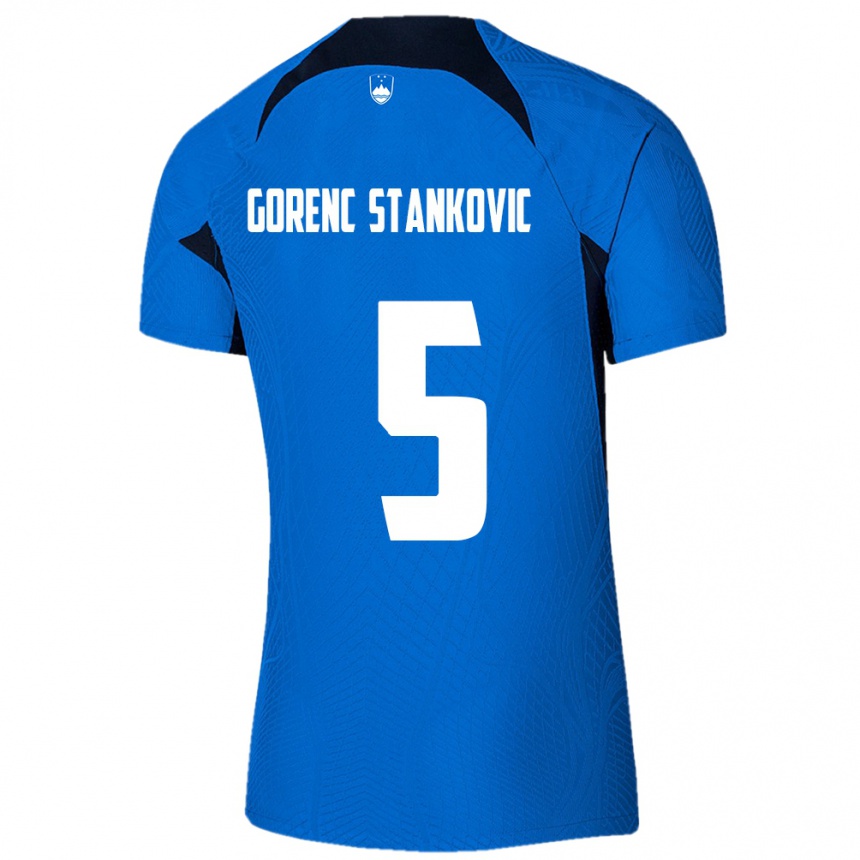 Men Football Slovenia Jon Gorenc Stankovic #5 Blue Away Jersey 24-26 T-Shirt Canada