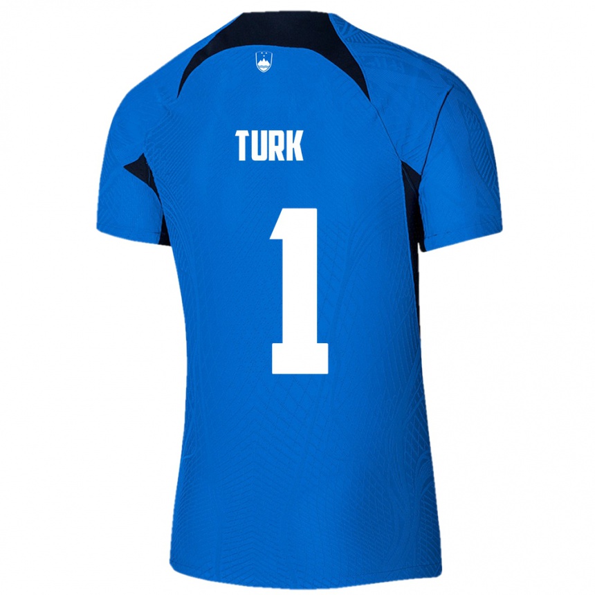 Men Football Slovenia Martin Turk #1 Blue Away Jersey 24-26 T-Shirt Canada