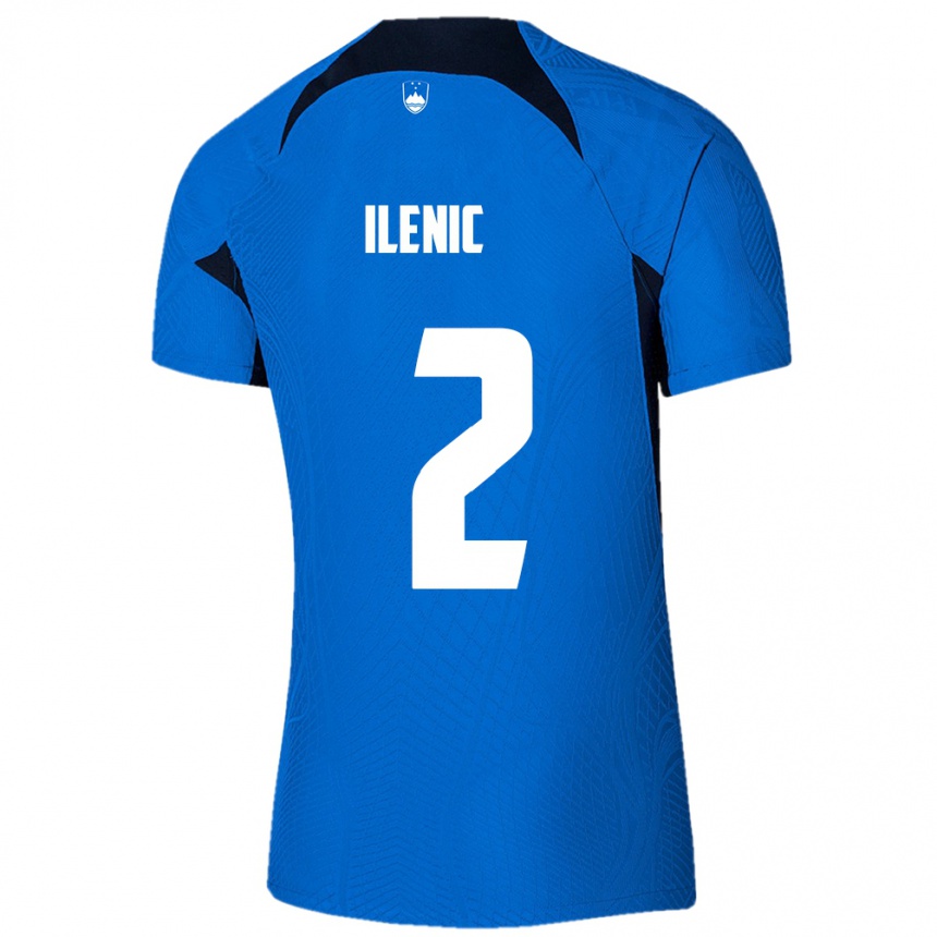 Men Football Slovenia Mitja Ilenic #2 Blue Away Jersey 24-26 T-Shirt Canada