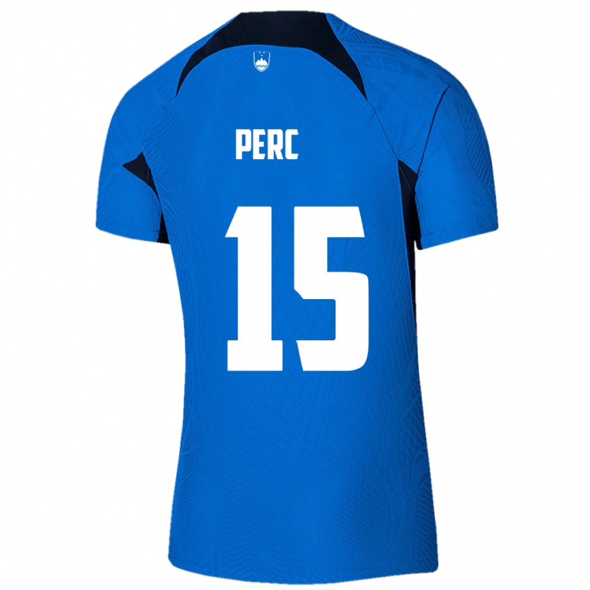 Men Football Slovenia Nick Perc #15 Blue Away Jersey 24-26 T-Shirt Canada