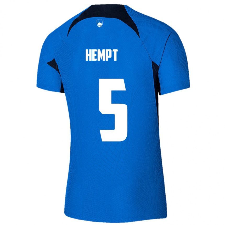 Men Football Slovenia Lukas Hempt #5 Blue Away Jersey 24-26 T-Shirt Canada