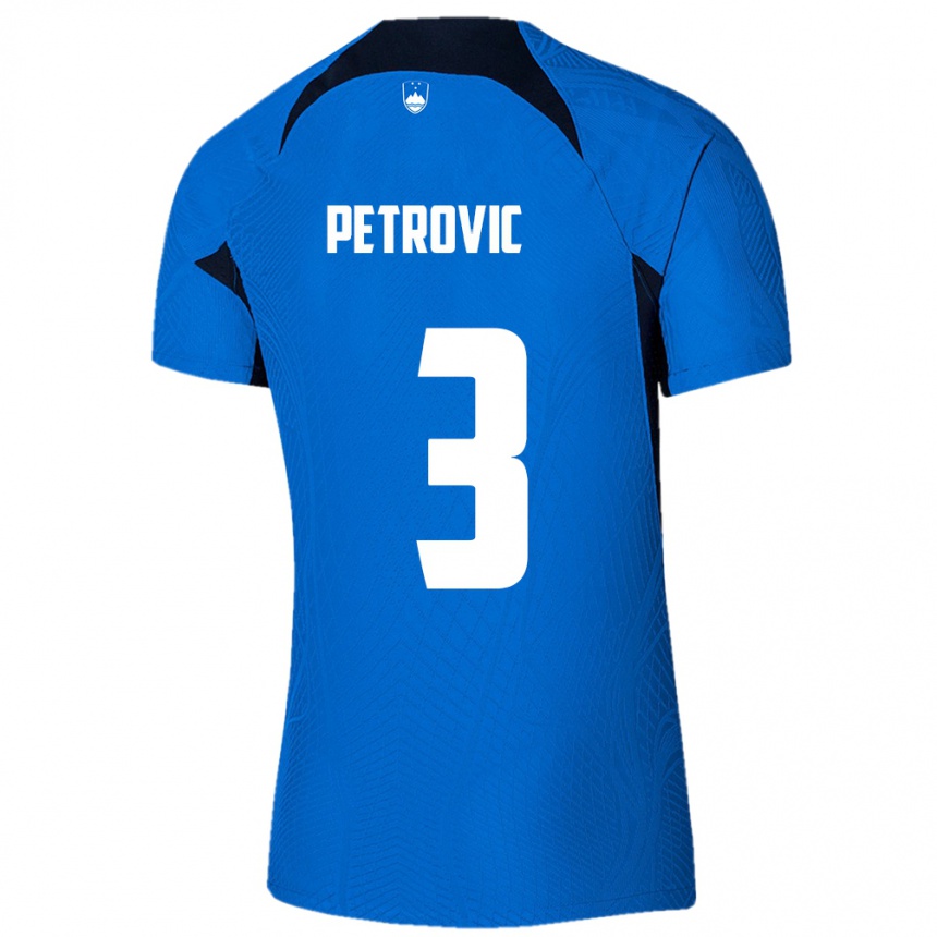 Men Football Slovenia Zan Petrovic #3 Blue Away Jersey 24-26 T-Shirt Canada