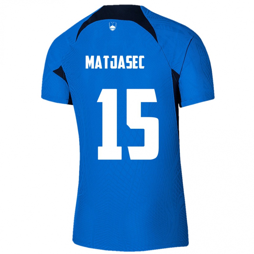 Men Football Slovenia Miha Matjasec #15 Blue Away Jersey 24-26 T-Shirt Canada