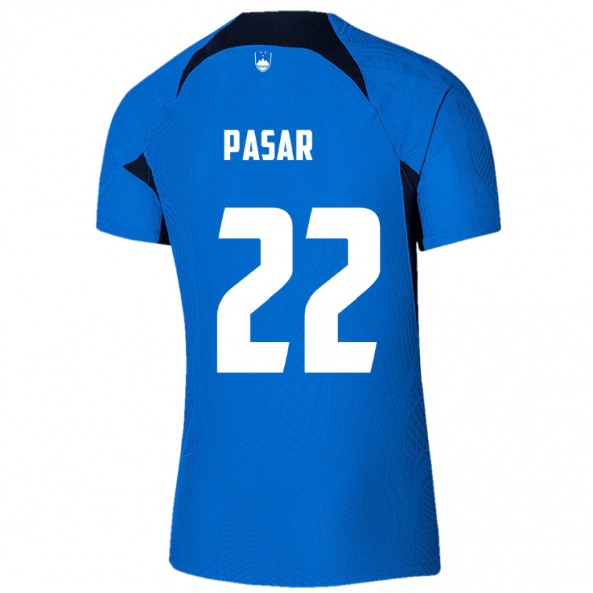 Men Football Slovenia Melania Pasar #22 Blue Away Jersey 24-26 T-Shirt Canada