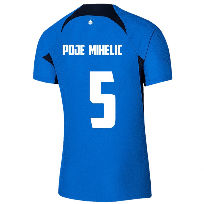 Men Football Slovenia Naja Poje Mihelič #5 Blue Away Jersey 24-26 T-Shirt Canada