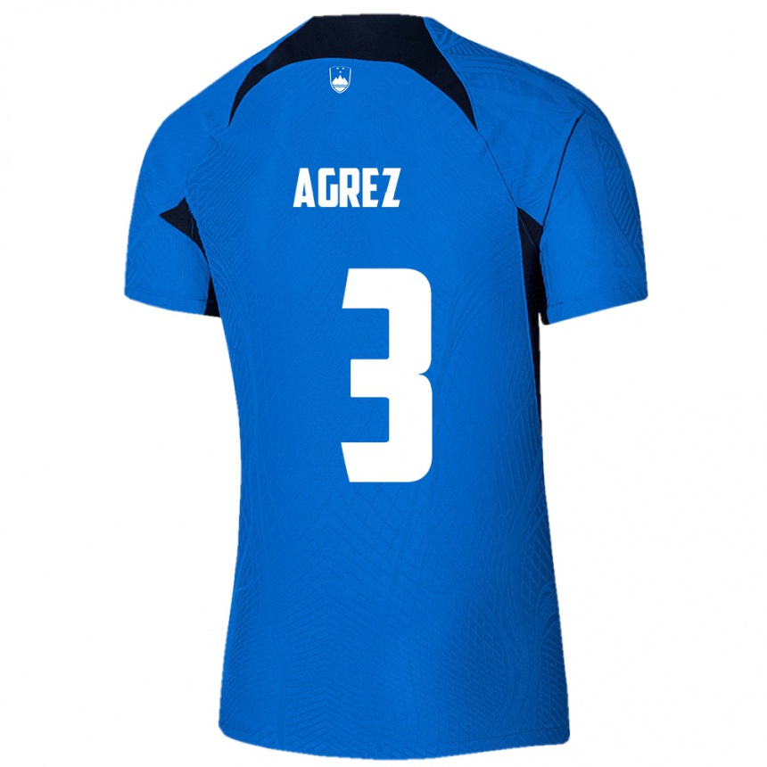 Men Football Slovenia Sara Agrež #3 Blue Away Jersey 24-26 T-Shirt Canada