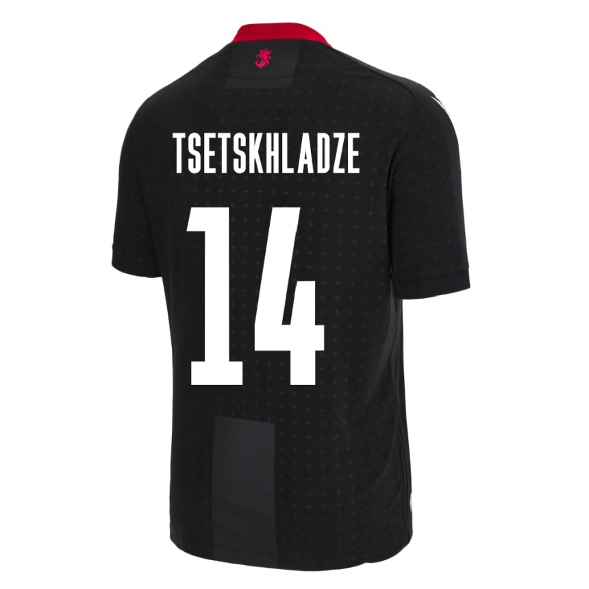 Men Football Georgia Nikoloz Tsetskhladze #14 Black Away Jersey 24-26 T-Shirt Canada