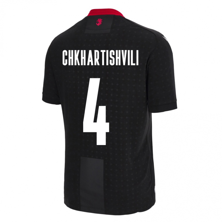 Men Football Georgia Nino Chkhartishvili #4 Black Away Jersey 24-26 T-Shirt Canada