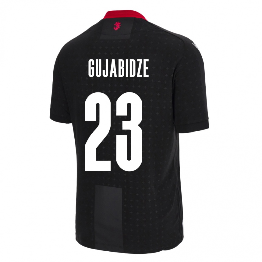 Men Football Georgia Nino Gujabidze #23 Black Away Jersey 24-26 T-Shirt Canada