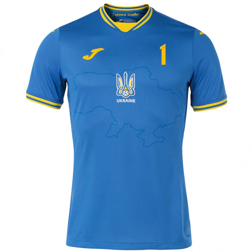 Men Football Ukraine Georgiy Bushchan #1 Blue Away Jersey 24-26 T-Shirt Canada