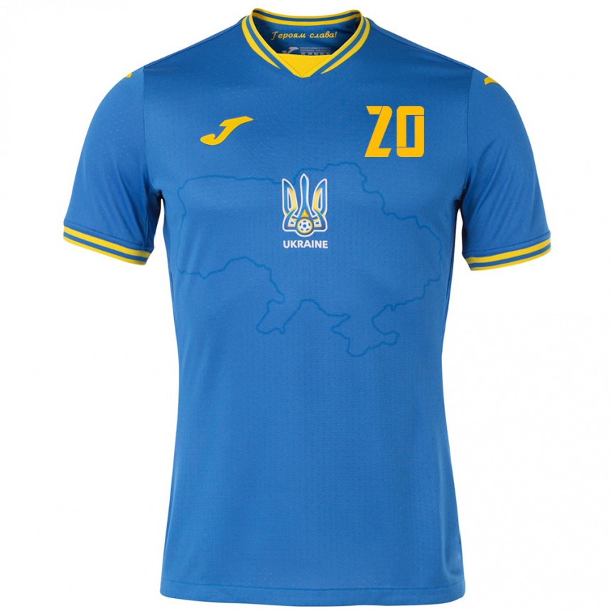 Men Football Ukraine Artem Ugrynchuk #20 Blue Away Jersey 24-26 T-Shirt Canada