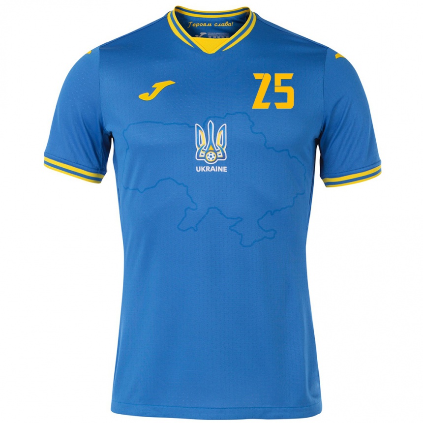 Men Football Ukraine Vladyslav Vanat #25 Blue Away Jersey 24-26 T-Shirt Canada