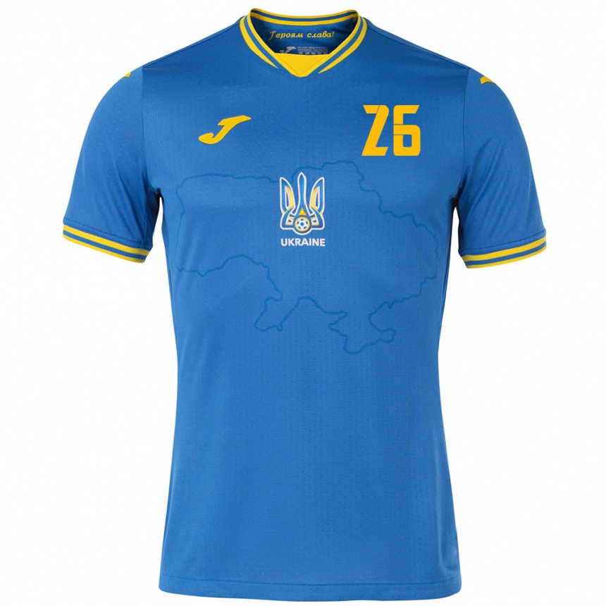 Men Football Ukraine Bogdan Mykhaylichenko #26 Blue Away Jersey 24-26 T-Shirt Canada