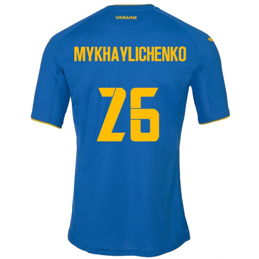 Men Football Ukraine Bogdan Mykhaylichenko #26 Blue Away Jersey 24-26 T-Shirt Canada