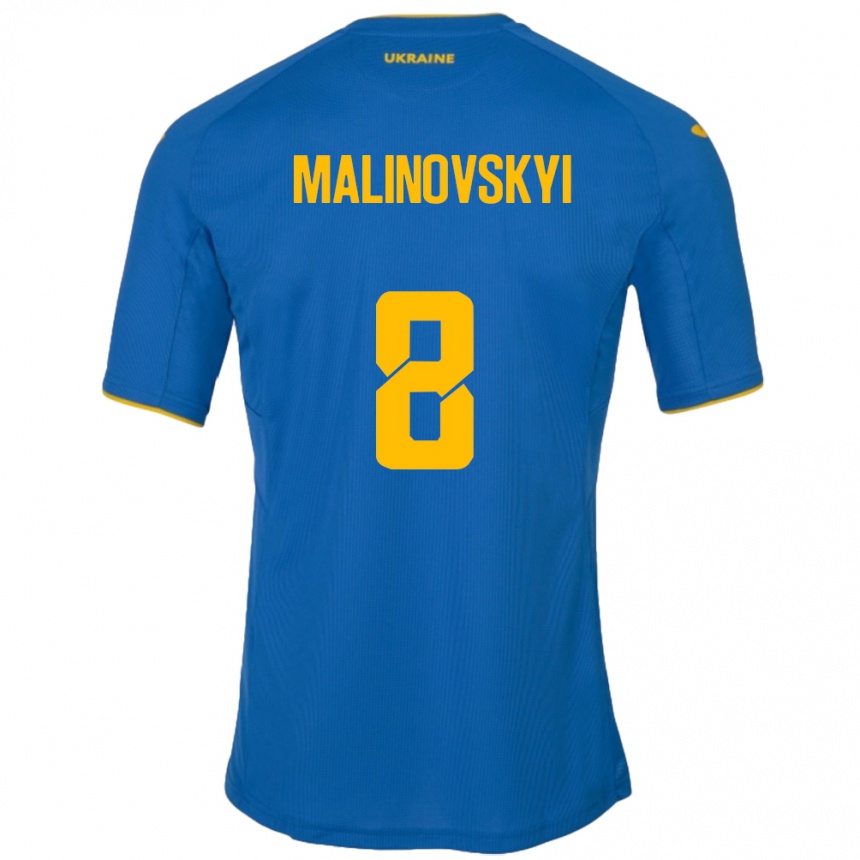 Men Football Ukraine Ruslan Malinovskyi #8 Blue Away Jersey 24-26 T-Shirt Canada