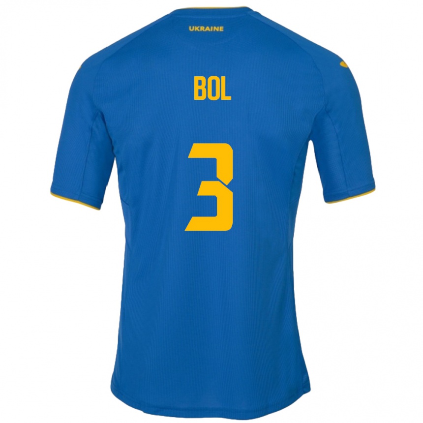 Men Football Ukraine Anton Bol #3 Blue Away Jersey 24-26 T-Shirt Canada