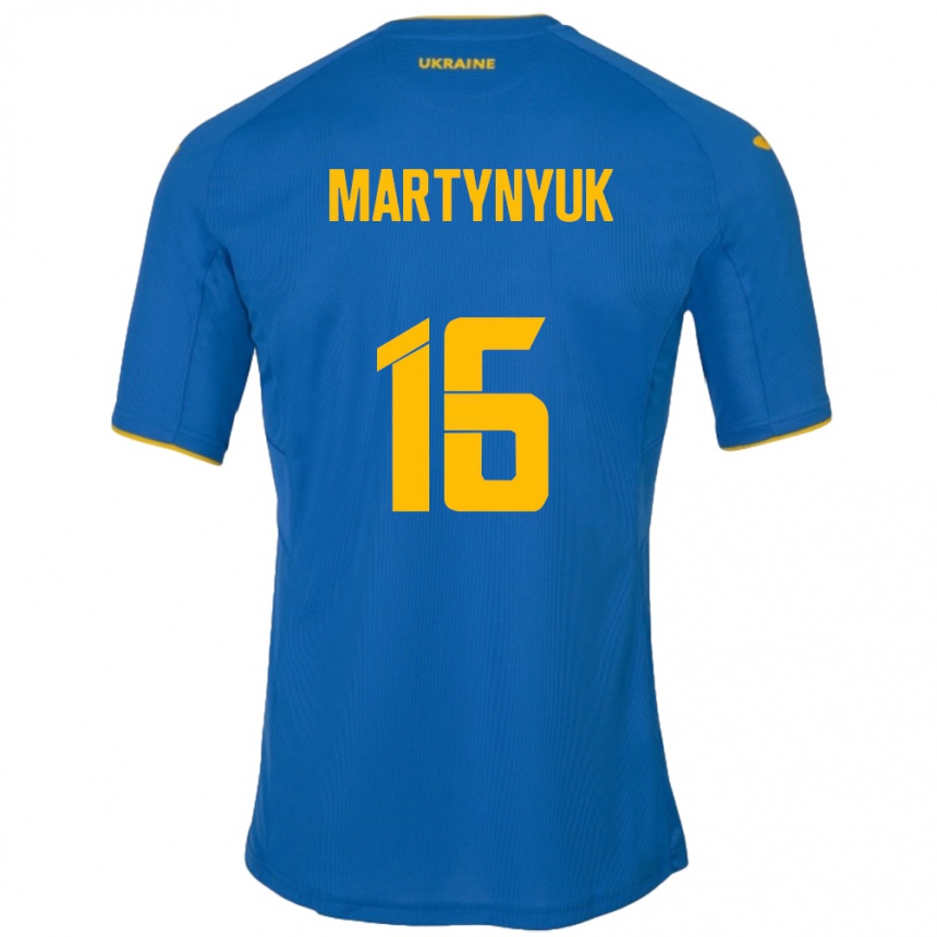 Men Football Ukraine Oleksandr Martynyuk #16 Blue Away Jersey 24-26 T-Shirt Canada