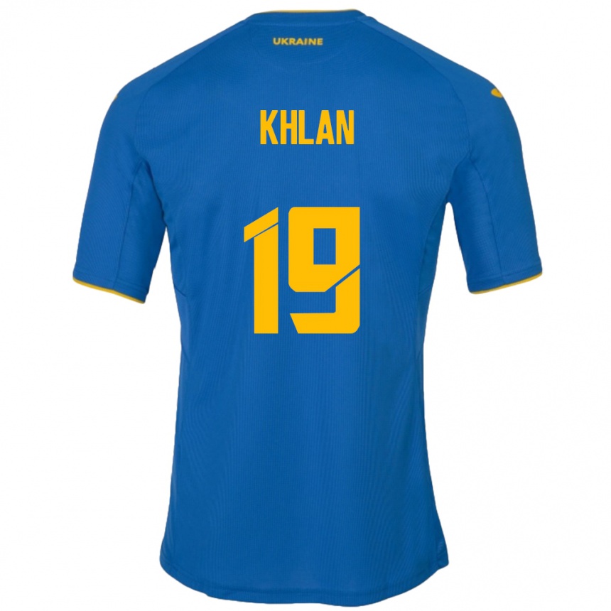 Men Football Ukraine Maksym Khlan #19 Blue Away Jersey 24-26 T-Shirt Canada