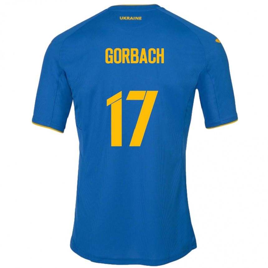 Men Football Ukraine Igor Gorbach #17 Blue Away Jersey 24-26 T-Shirt Canada