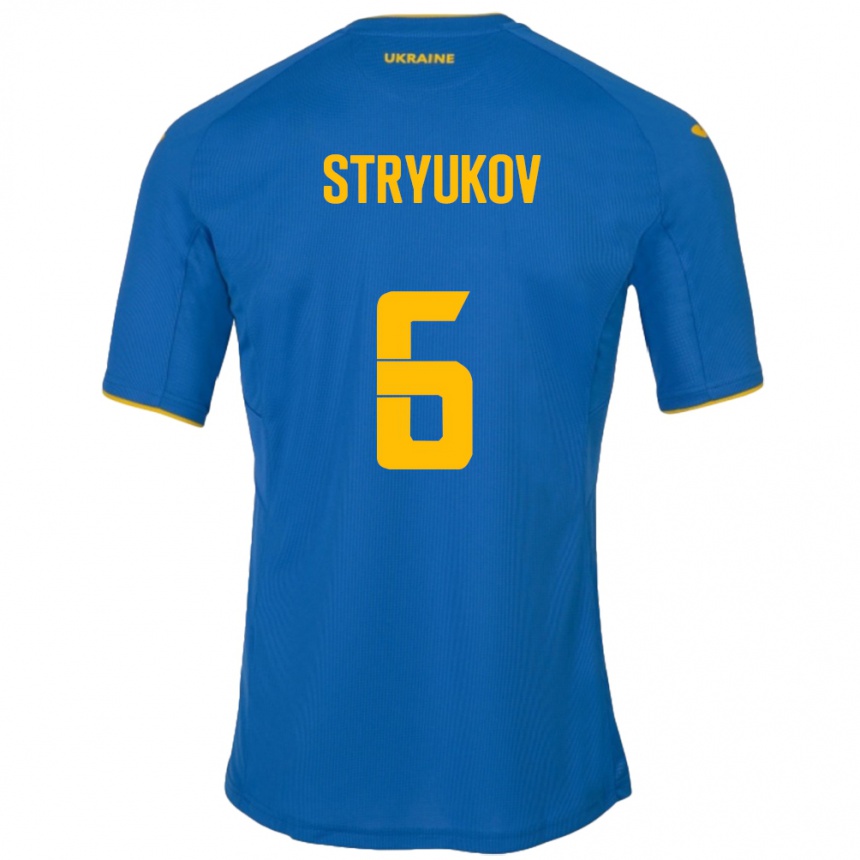 Men Football Ukraine Maksym Stryukov #6 Blue Away Jersey 24-26 T-Shirt Canada