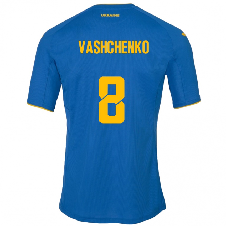 Men Football Ukraine Daniil Vashchenko #8 Blue Away Jersey 24-26 T-Shirt Canada