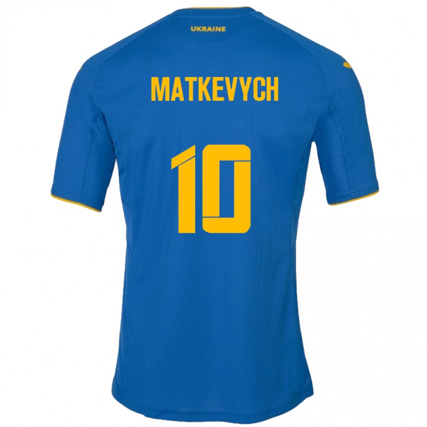 Men Football Ukraine Andriy Matkevych #10 Blue Away Jersey 24-26 T-Shirt Canada