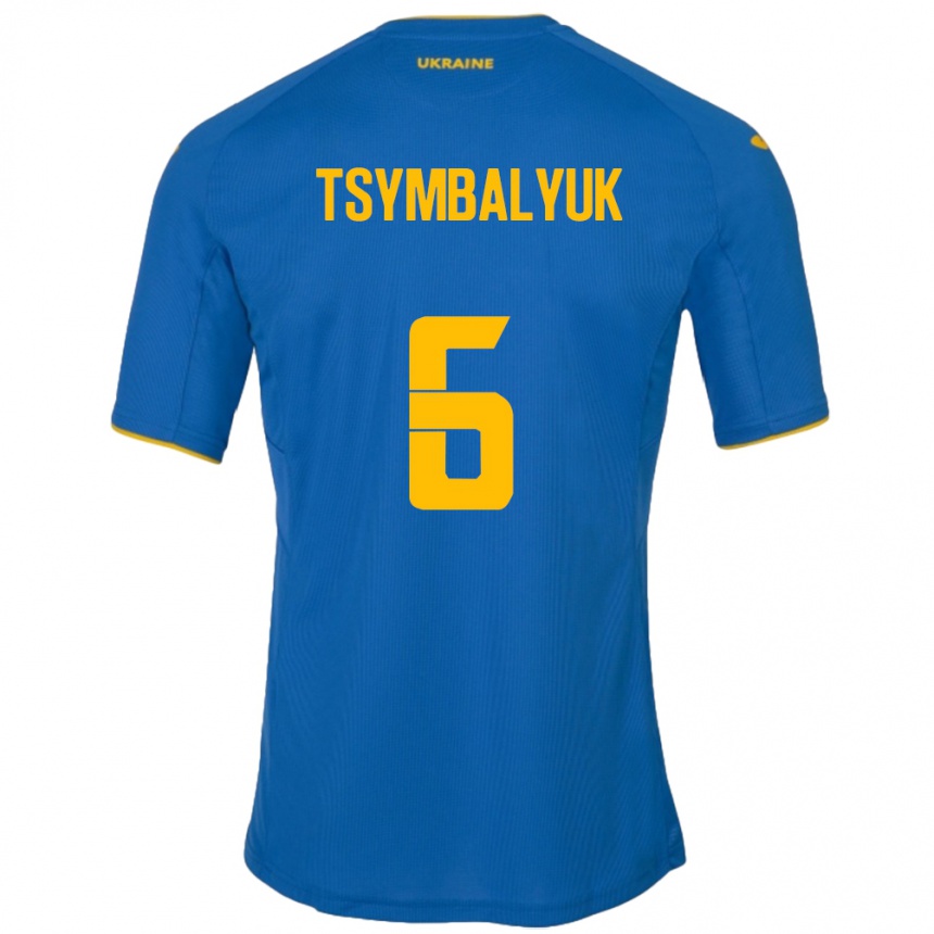 Men Football Ukraine Maksym Tsymbalyuk #6 Blue Away Jersey 24-26 T-Shirt Canada