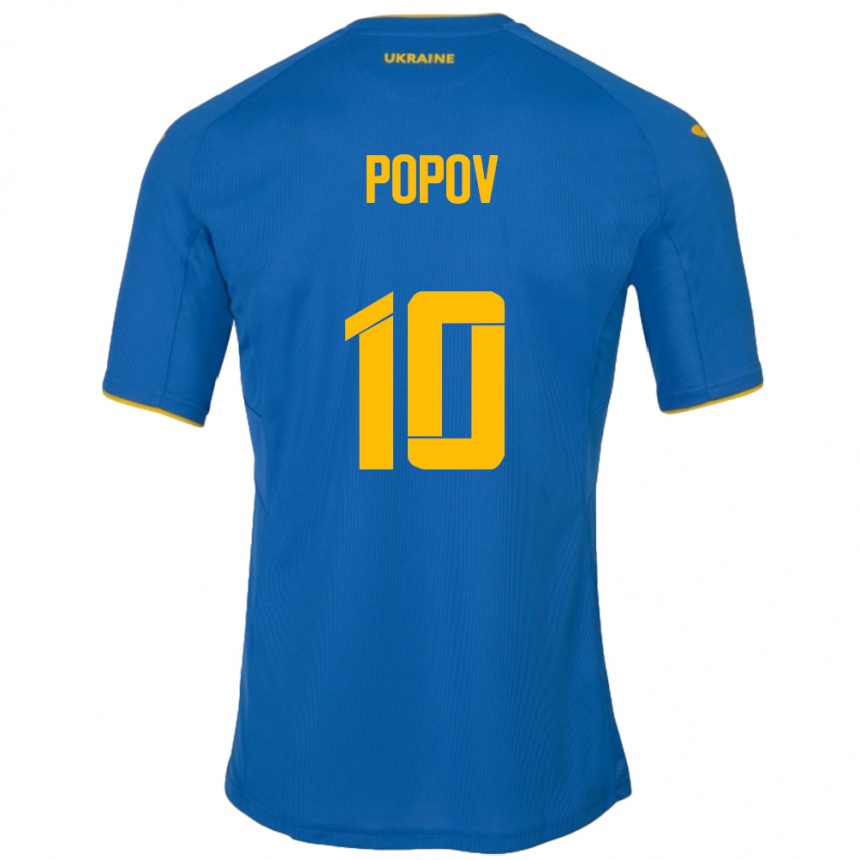 Men Football Ukraine Bogdan Popov #10 Blue Away Jersey 24-26 T-Shirt Canada